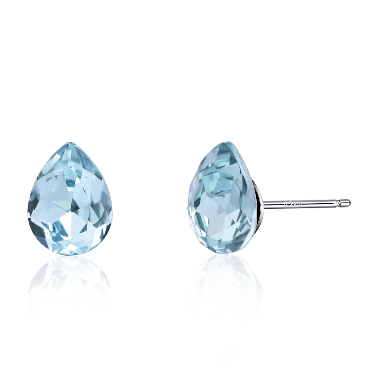 Zircon Stud Earrings - Sterling Silver 925 Teardrop Birthstone Earrings, Sparkling Crystal Jewelry Gifts for Women