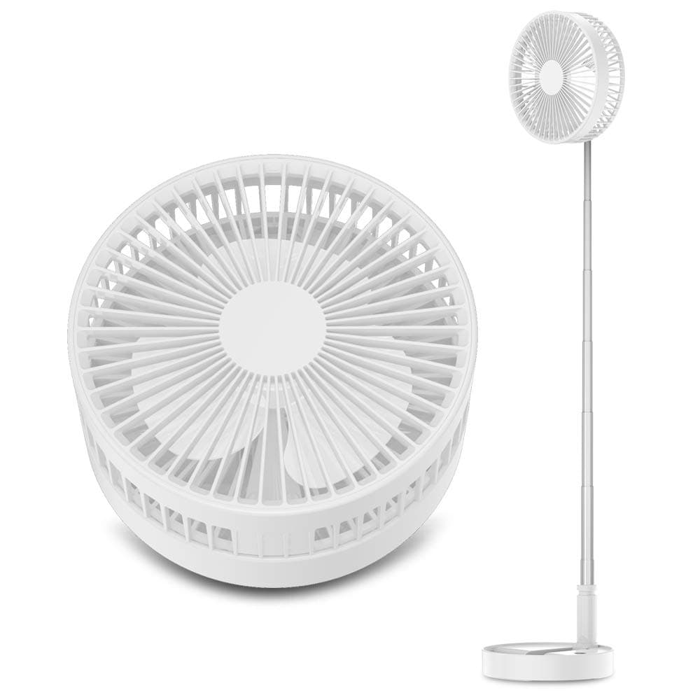 Standing Outdoor Fan, Portable Fan Rechargeable, Pedestal Fan, Desk Fan USB Powered, Height Adjustable, 4 Settings