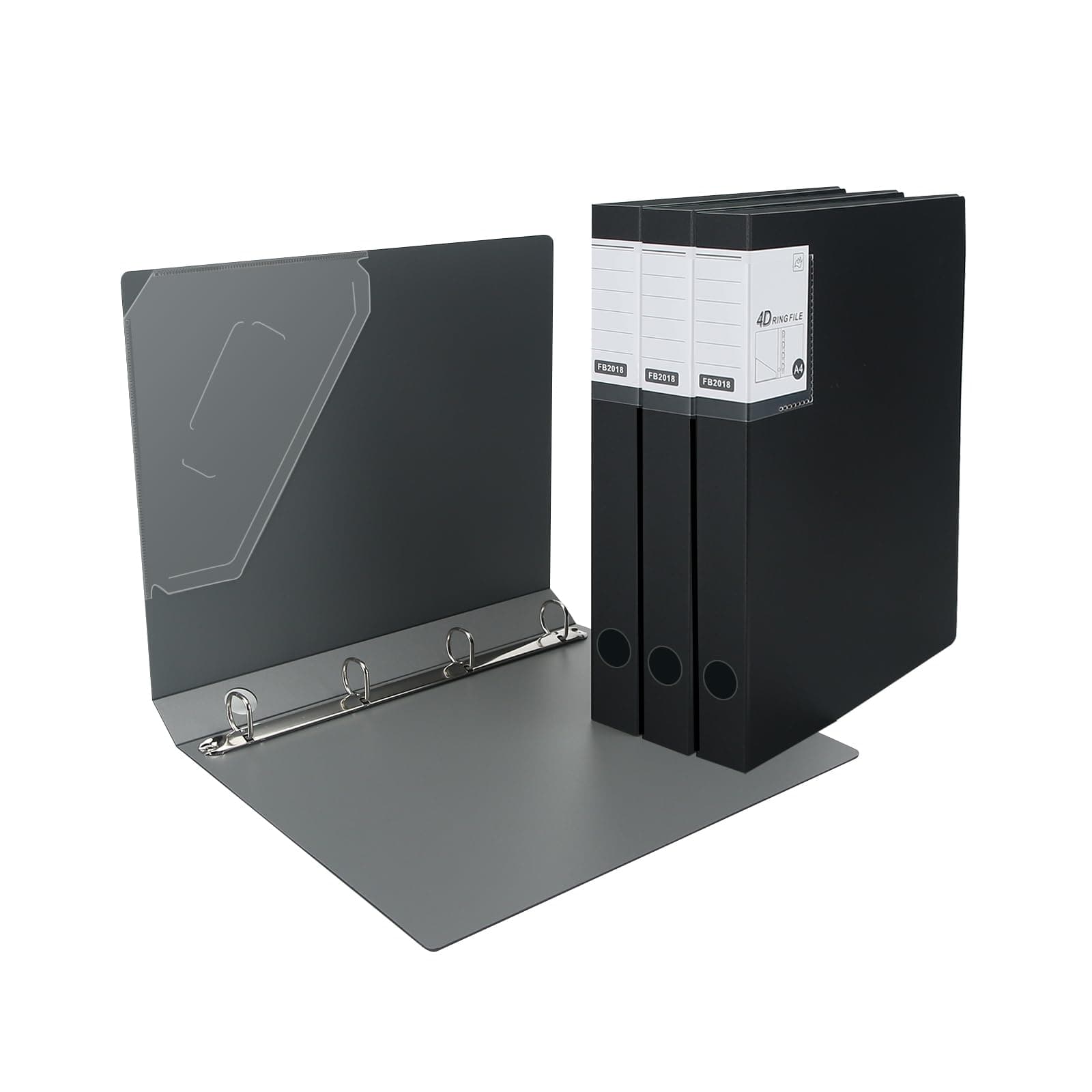 4 Ring Binders 0.8 Inch D Ring,4 Pack D Ring Binder A4,4 Ring(Black)