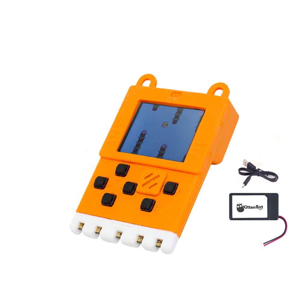 Meowbit Card-Sized Retro Computer Video Game Console Codable Console for Microsoft Makecode Arcade and Python Compatible with Micro:bit Expansion Board for Build Robot-Orange