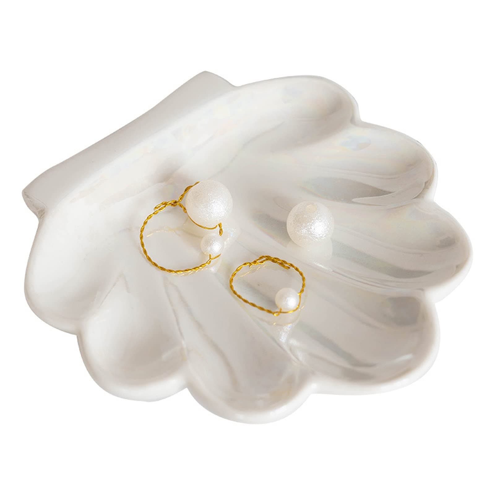 TIGERMILLION Shell Trinket Dish, Ceramic Ring Holder/Jewelry Tray, Cute Organizer Plate Vanity Decorations Accessories for Home Décor Bathroom Valentine's Friendship Birthday Christmas Gift for Women