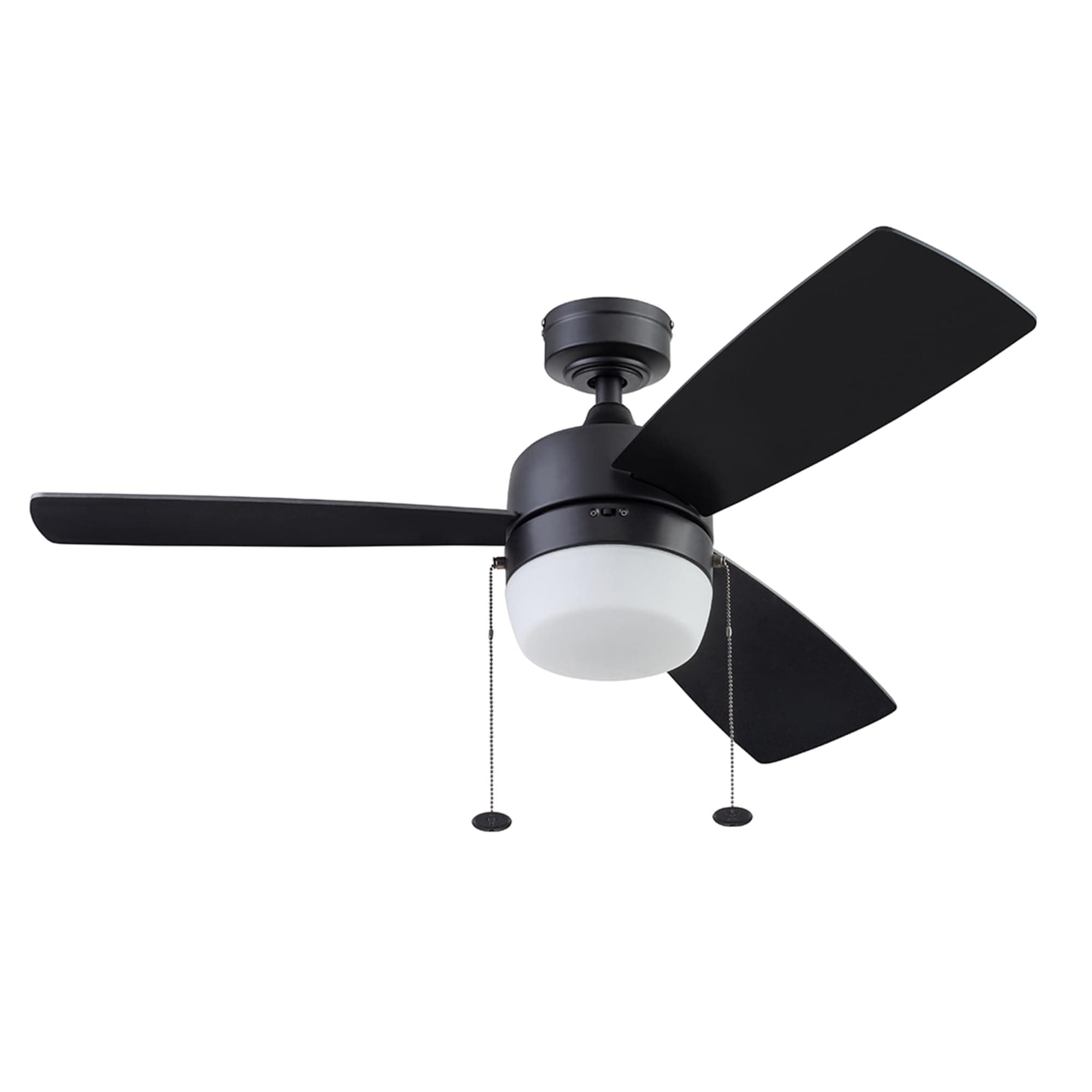 Ceiling Fans Barcadero Contemporary 44 Inch Ceiling Fan with Light, Pull Chain, LED Indoor Fan with 3 Blades, Matte Black (51476-01)