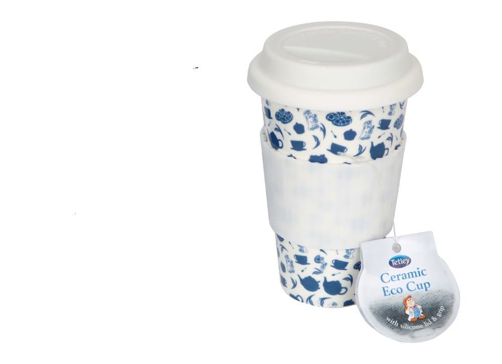 Tetley Ceramic Travel Mug with Silicone Wrap/Lid