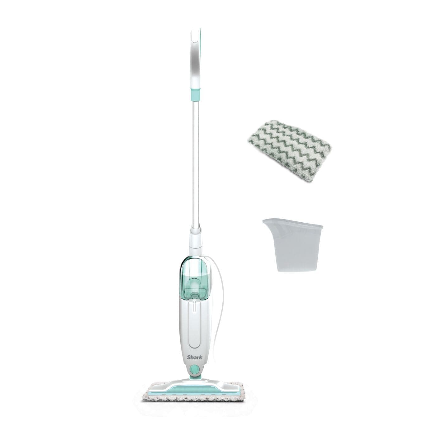 Shark Steam Mop, Lightweight Steam Mop for Hard Floors with 2 Machine Washable Cleaning Pads & Fill Flask, 375ml Capacity, 5.5m Power Cord, 30 Second Heat-Up, White & Green S1000UK