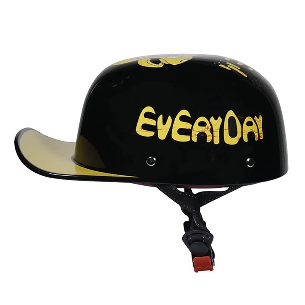 Woljay Vintage Open Face Motorcycle Helmet Baseball Cap Half Helmets Retro Men Women for Chopper Cruiser Street Scooter Moped Cap Jet - DOT Certified