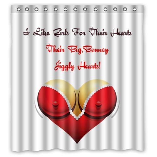 Popular Bath I Like Girls For Their Heart Their Big Bouncy Jiggly Heart Bathroom Shower Curtain (66" x 72" )