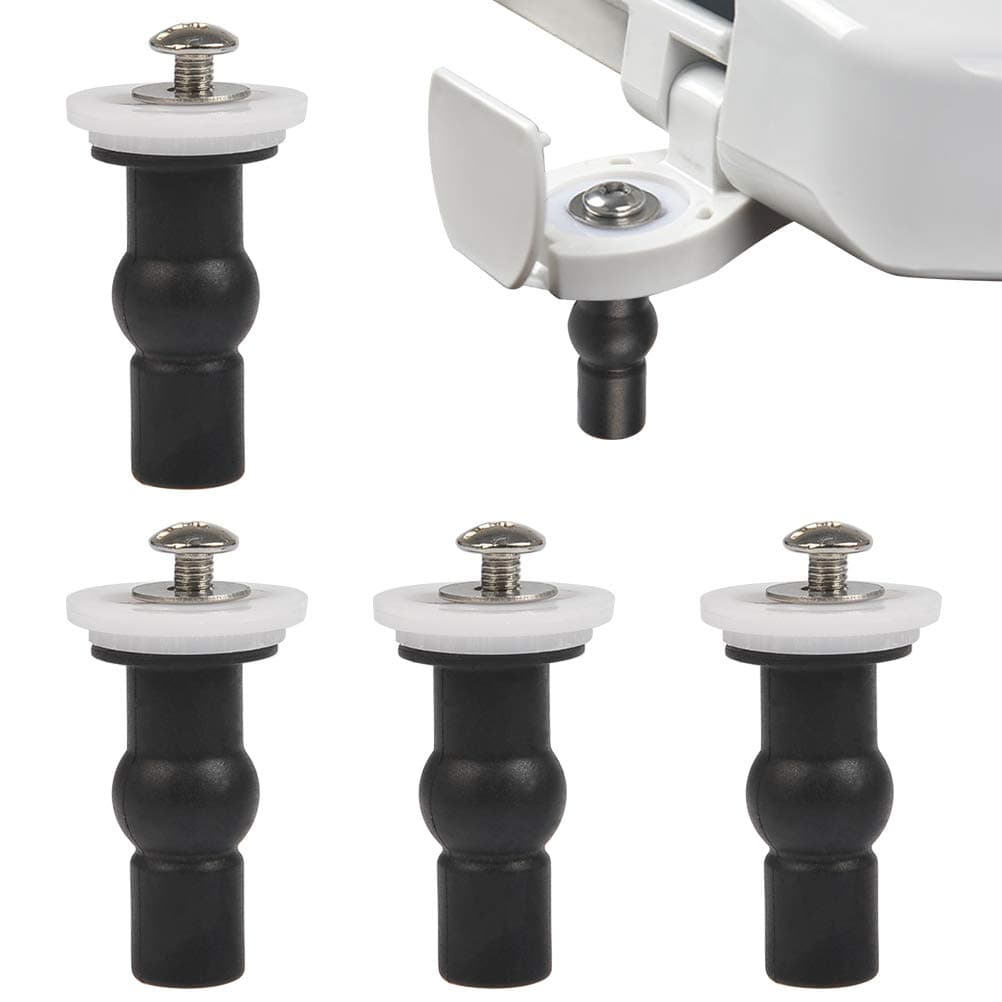 4 Pack Toilet Seat Fixing Screws, Universal Toilet Seat Bolts Kit with Expanding Rubber Top Nuts and Bolts for Top Mounting Toilets Seats Hinges