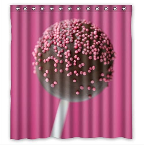Custom Colorful Chocolate Lollipop Waterproof Bathroom Shower Curtain- Polyester Fabric, 66(w)x72(h)