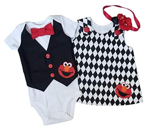 Perfect Pairz Boy Girl Twin Outfits Elmo Set USA Made
