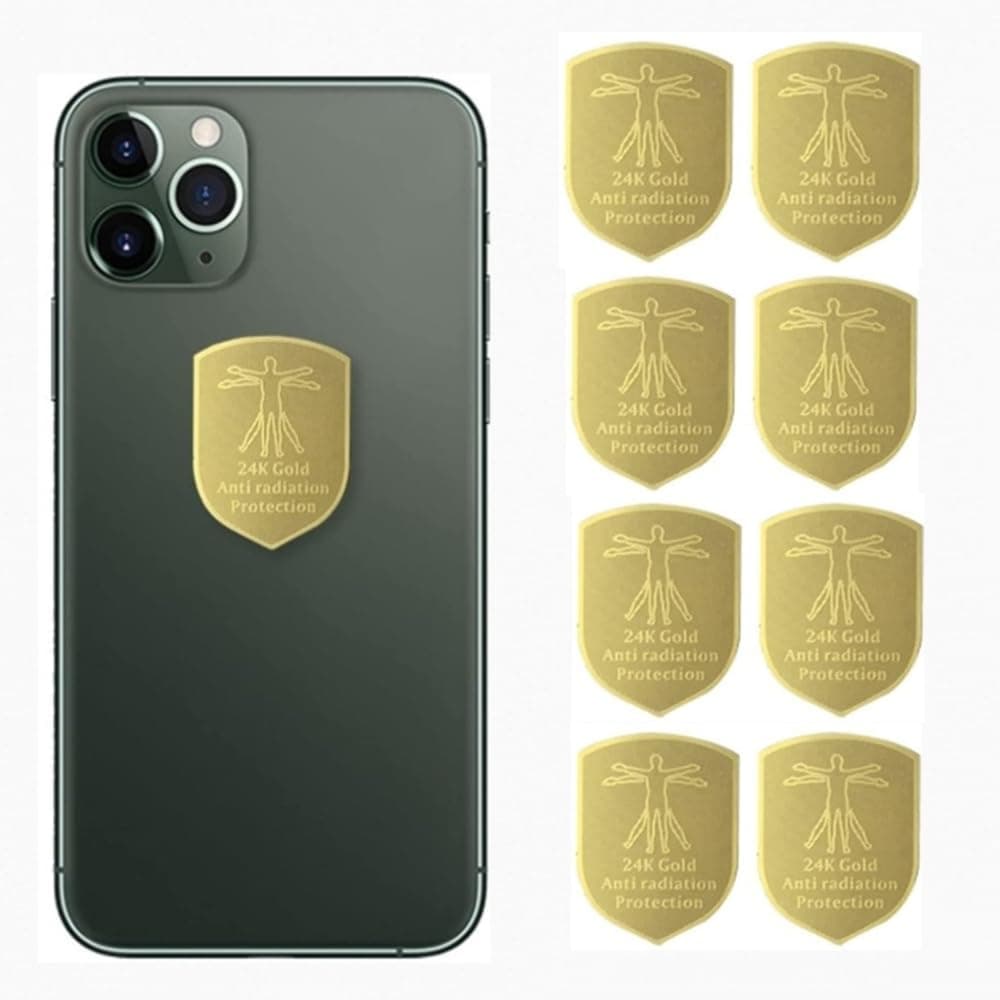 8Pcs Emf Anti Radiation Protection Sticker Shields, 24K Gold Cell Phone Blocker For Laptops Tablets Blocks 5G Wi-Fi Bluetooth Neutralizer (Gold-8Pcs)