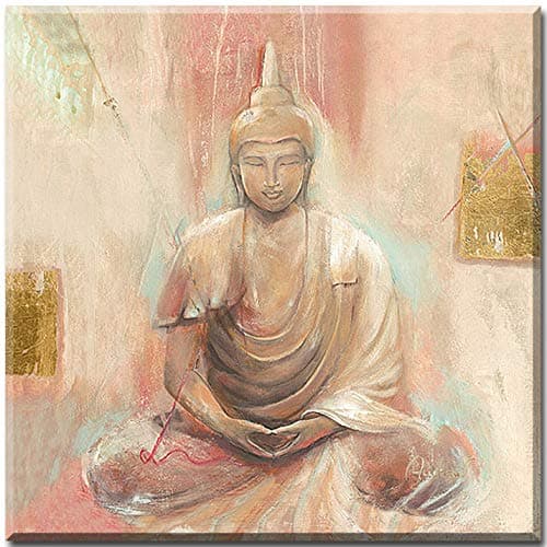 Buddha II By Elvira Amrhein, GICLEE, Museum-Canvas Printed On Digital Printing, Stretcher Frame Picture, 70 cm X 70 cm Screen Size Art Article, Image of Relaxation, and Pictures, Mural