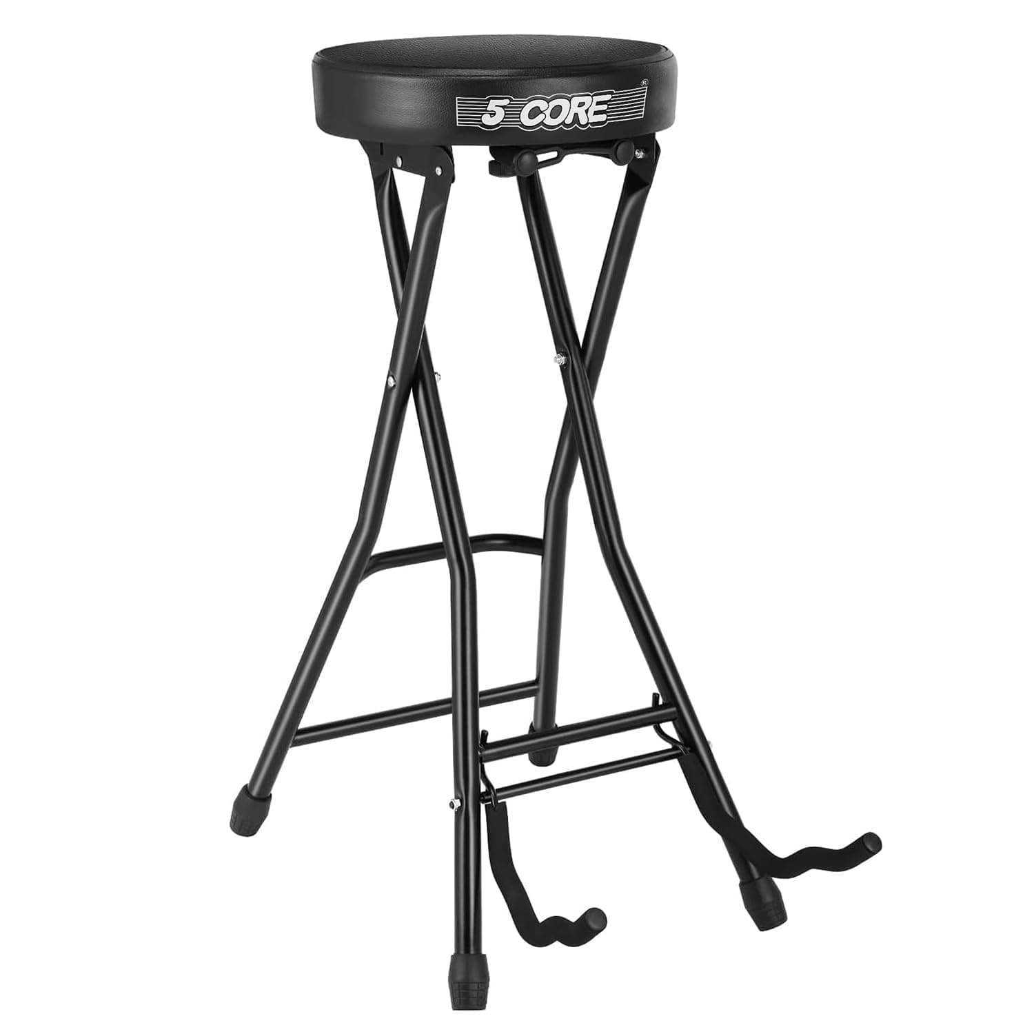 GSTOOL BLK: Durable Guitar Stool with Padded Guitar Holder and Stand for Musicians