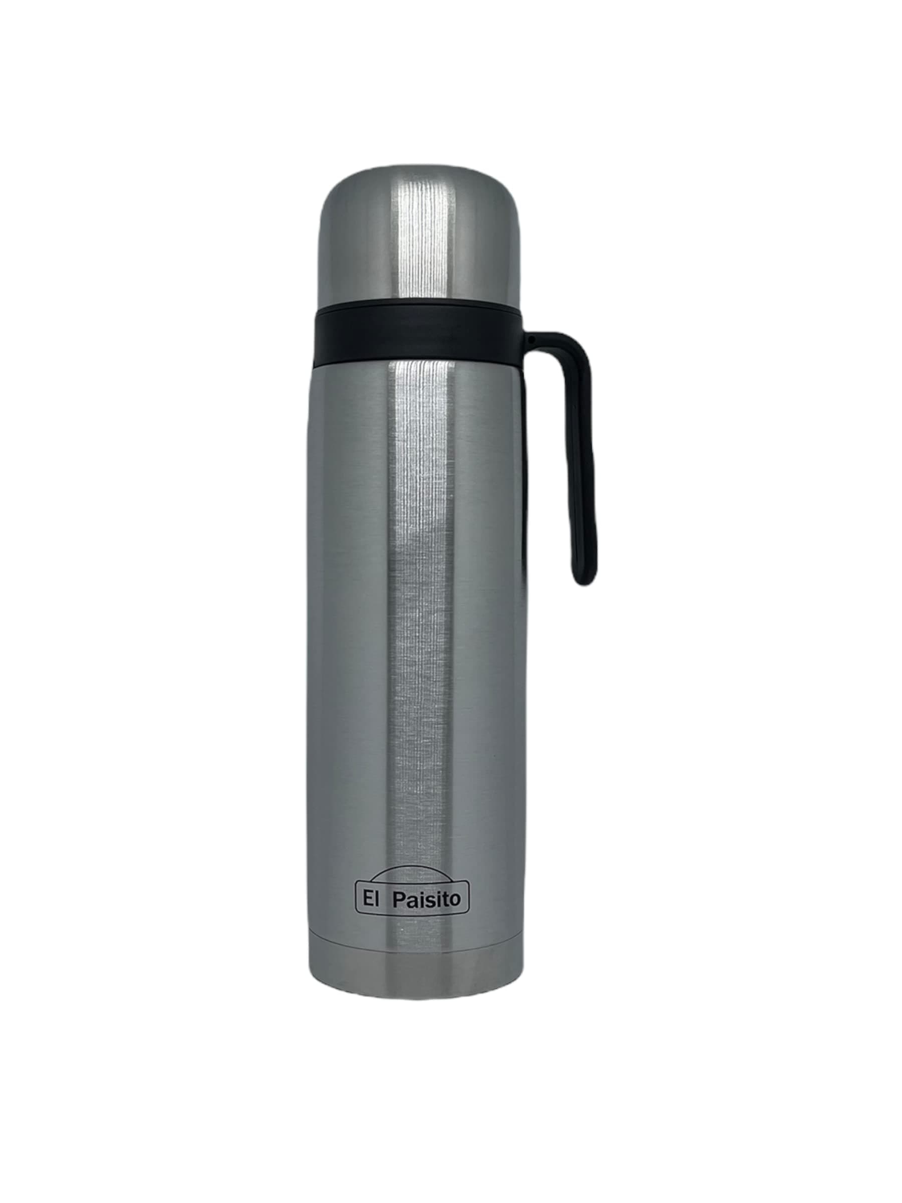 El Paisito Termo Stainless Steel 1L Mate Tea Thermos Flask, Stainless Steel, Silver, 8 x 8 x 30 cm