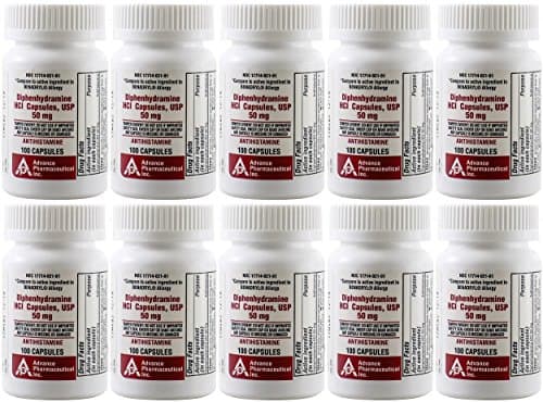 Diphenhydramine 50 mg 1,000 Capsules Generic Benadryl Allergy Medicine and Antihistamine