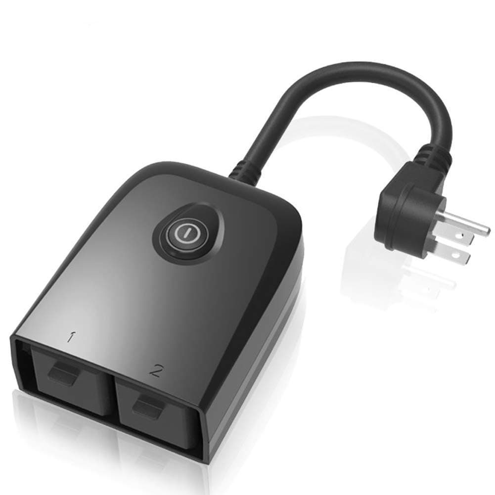 Outdoor Smart Plug, TIKLOK Outdoor WiFi Outlet with 2 Sockets, Compatible with Alexa and Google Home, Wireless Remote Control/Timer IP44 Weatherproof, No Hub Required