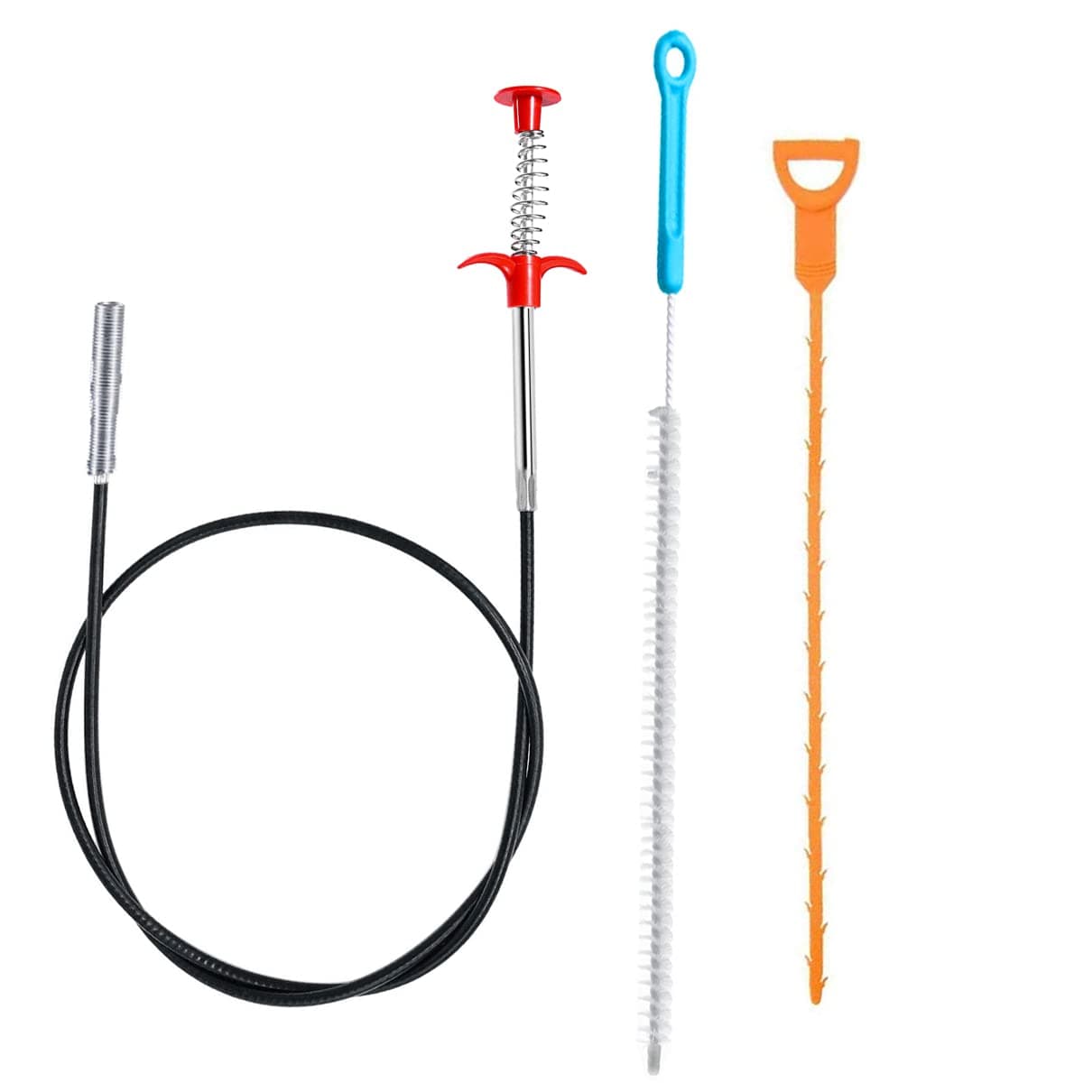 Drain Unblocker Tools 160mm Sink Toilet Unblocker Spring Pipe Dredging Tool 3Pcs Drain Hair Clog Remover Reusable Drain Cleaner Brush for Blocked Kitchen Bath Shower Plug