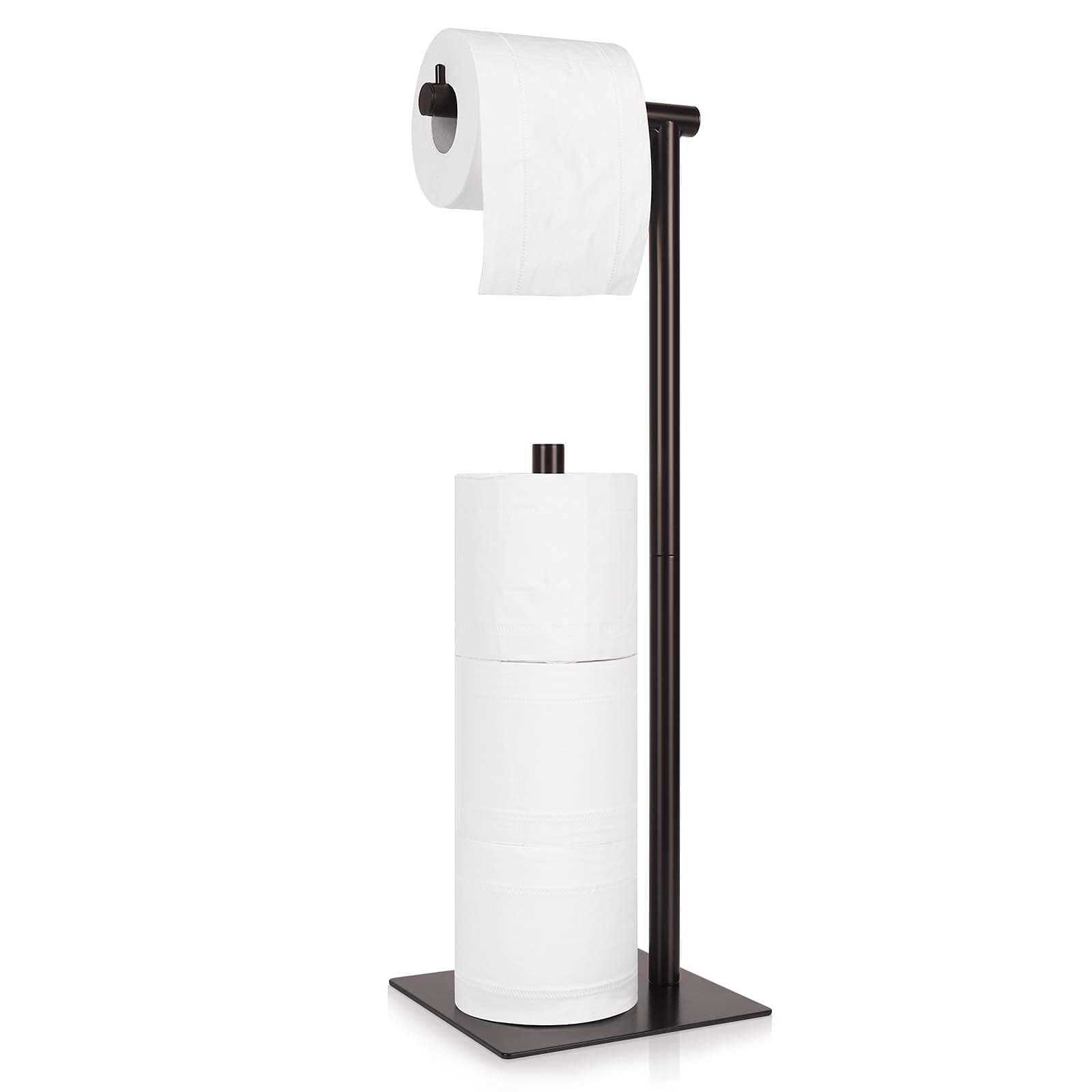 Toilet Paper Stand Toilet Paper Roll Holder Stand Freestanding Toilet Paper Holder for Bathroom Toilet Tissue Storage, Brown