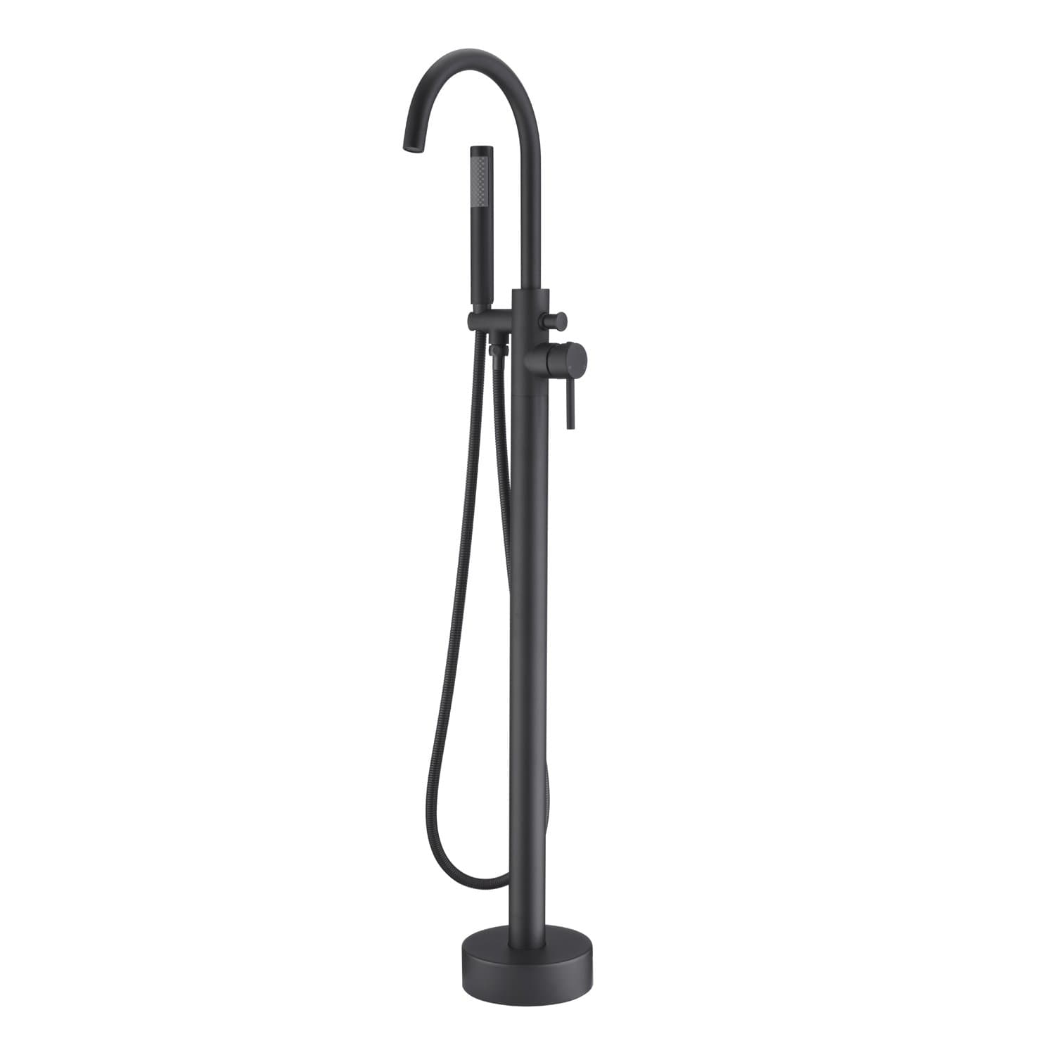- Freestanding Bathtub Faucet Tub Filler Faucets Black Single Handle Floor Mounted with Handheld Shower