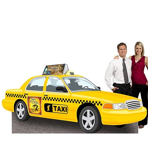4 ft. 8 in. Broadway Taxi Cab Standee Standup Photo Booth Prop Background Backdrop Party Decoration Decor Scene Setter Cardboard Cutout