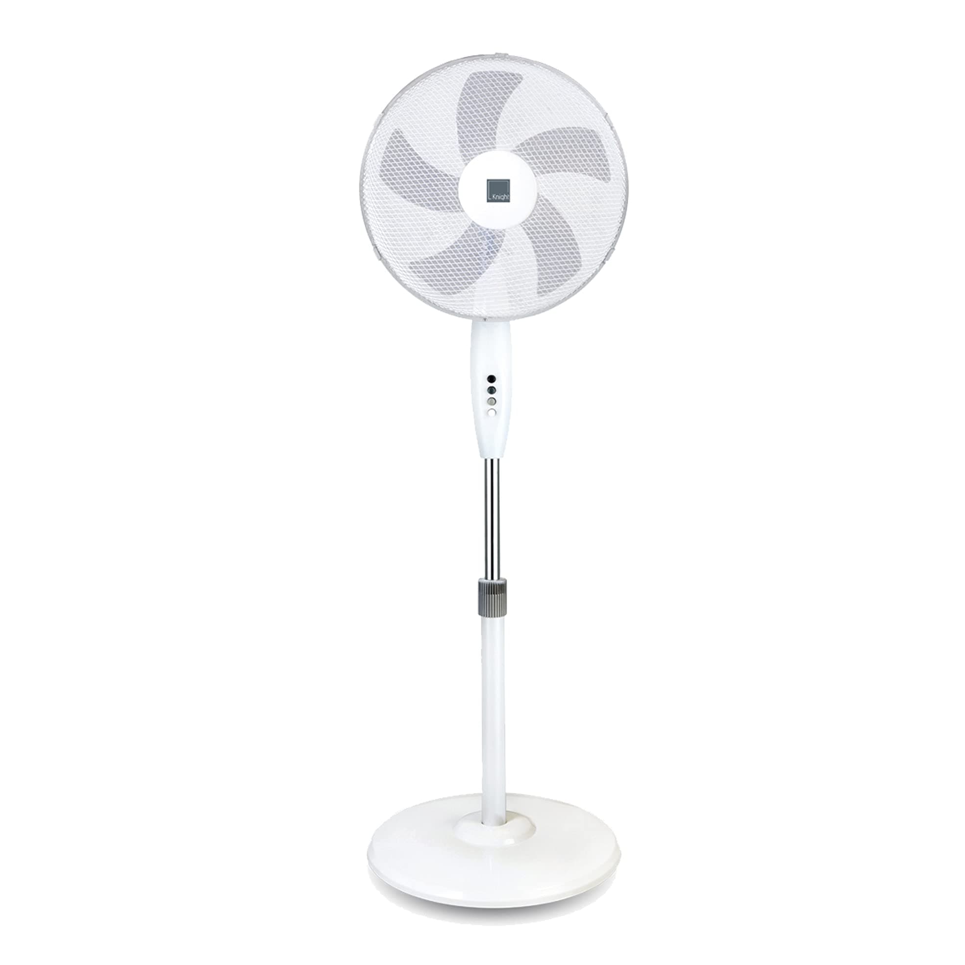 Knight 16" Pedestal Stand Fan | 140cm Height | 3 Speeds | Oscillating & Tilting Head | White | Heavy Round Base | Powerful Cooling for Home or Office