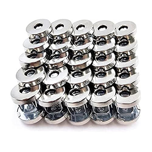 Nimida® Magnetic Button Snaps Clasps Fasteners Closure 18 mm for Sewing, Clutch, Purses, Tote, Handbags, Clothes, Leather Bags (50, Silver)
