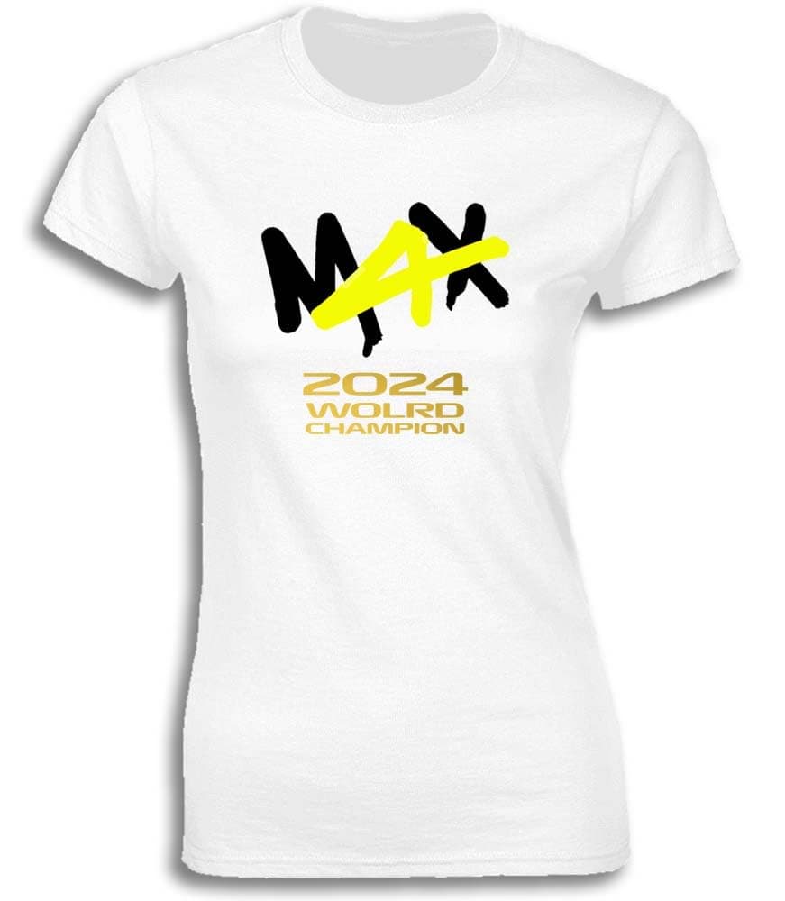 ™ Max Verstappen 2024 Formula One World Car Racing Champion | 4 Times World Champion Conmemorative Retro Cotton T-Shirt For Women