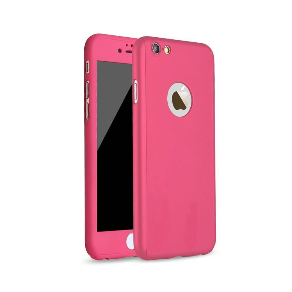 iPhone 6S Case 360 Degree All-round Full Body Protection Hard Slim Case with Tempered Glass Screen Protector for Apple iPhone 6 / 6S 4.7 inch (Rose)
