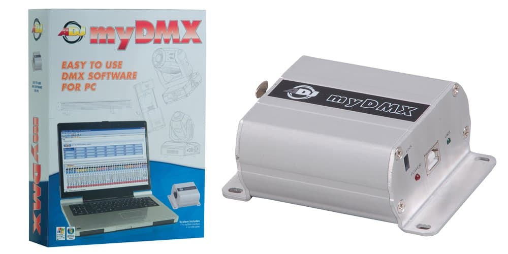 American DJ PC DMX Control System comes with install disc and dongle. Controls 512 channels of dmx