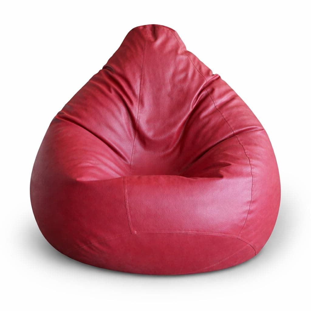 Premium Leatherette Classic Bean Bag XXL Size Maroon Color, Cover Only