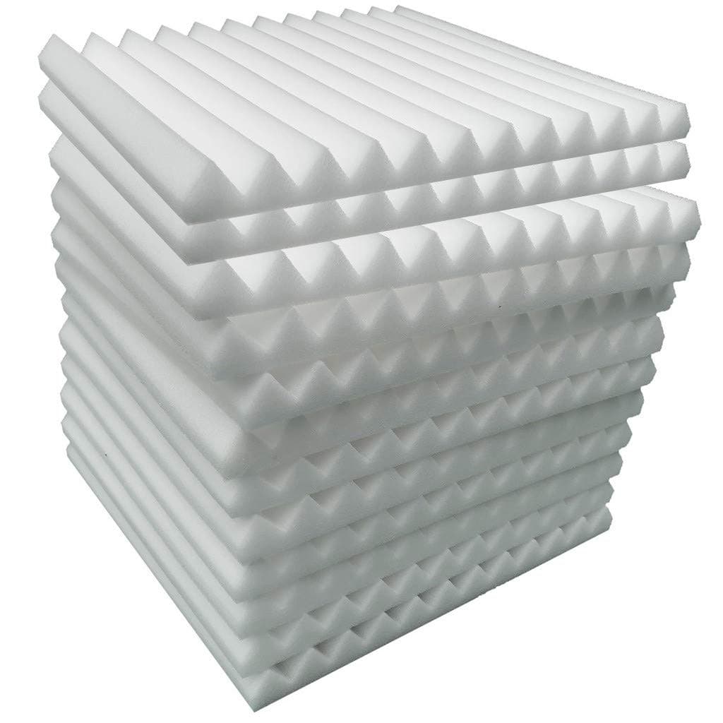 12Pcs of 30 X30 X 2.5cm Acoustic Home Studio Soundproof Treatment Accessories Foam DIY Studio KTV Soundproofing Wall Panel Tiles Sound Insulation Foam Panel Sound Stop Absorption Sponge (White) [Energy Class A+++]
