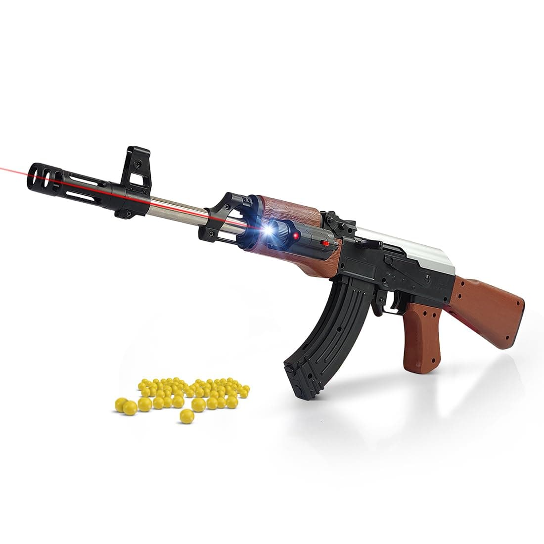 AK47 Toy Gun with Laser Light with 500 Bullets 24-inch Long Shooting Gun for Kids 8+ Years