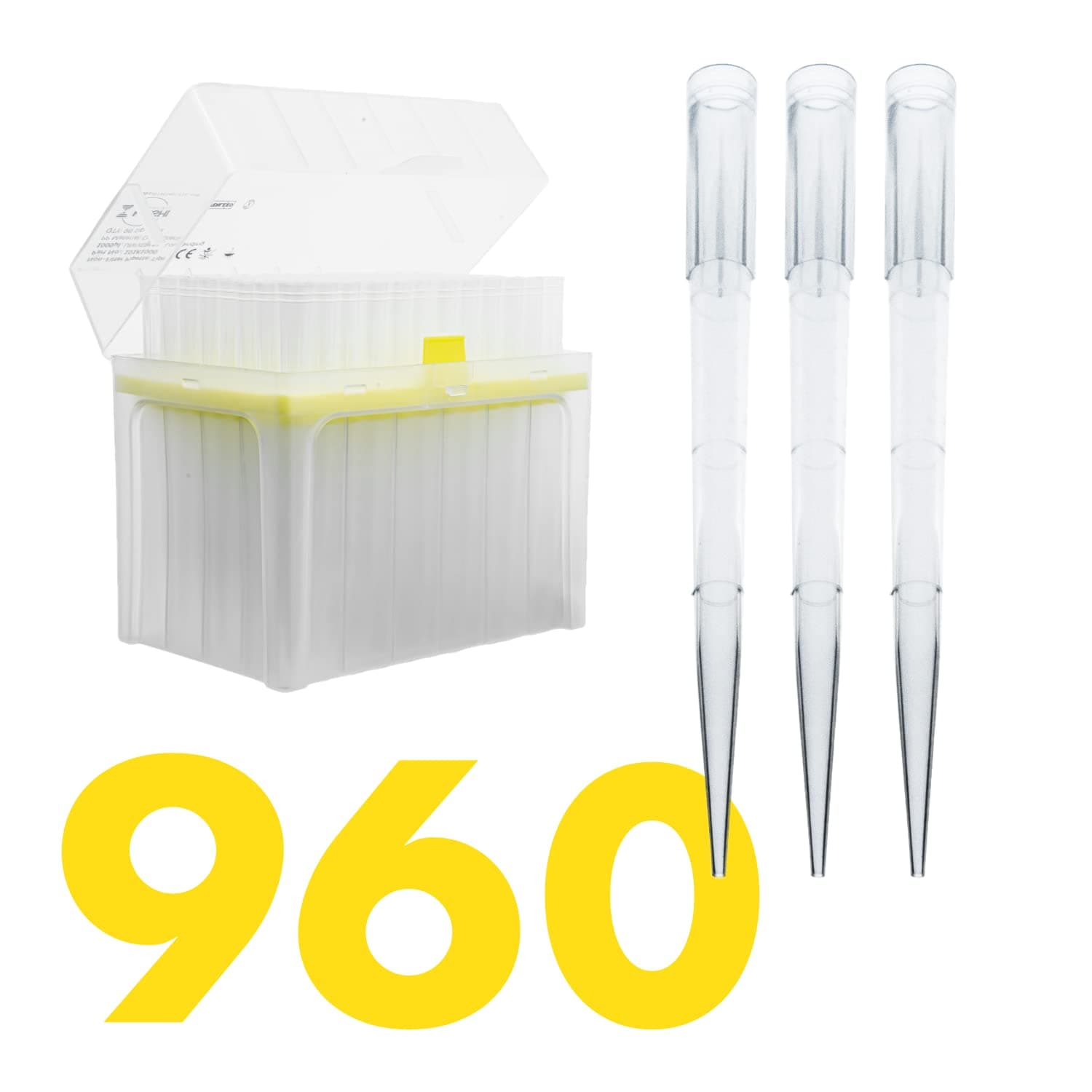 Kashi Scientific 1000uL non Filter Pipette Tips - Universal Racked Lab Pipette Tips, Sterile, 1000 ul non Filtered Pipettor Tips - DNase/RNase/Pyrogen Free, Low Binding, 10 Racks of 96 Tips (960 Tips)