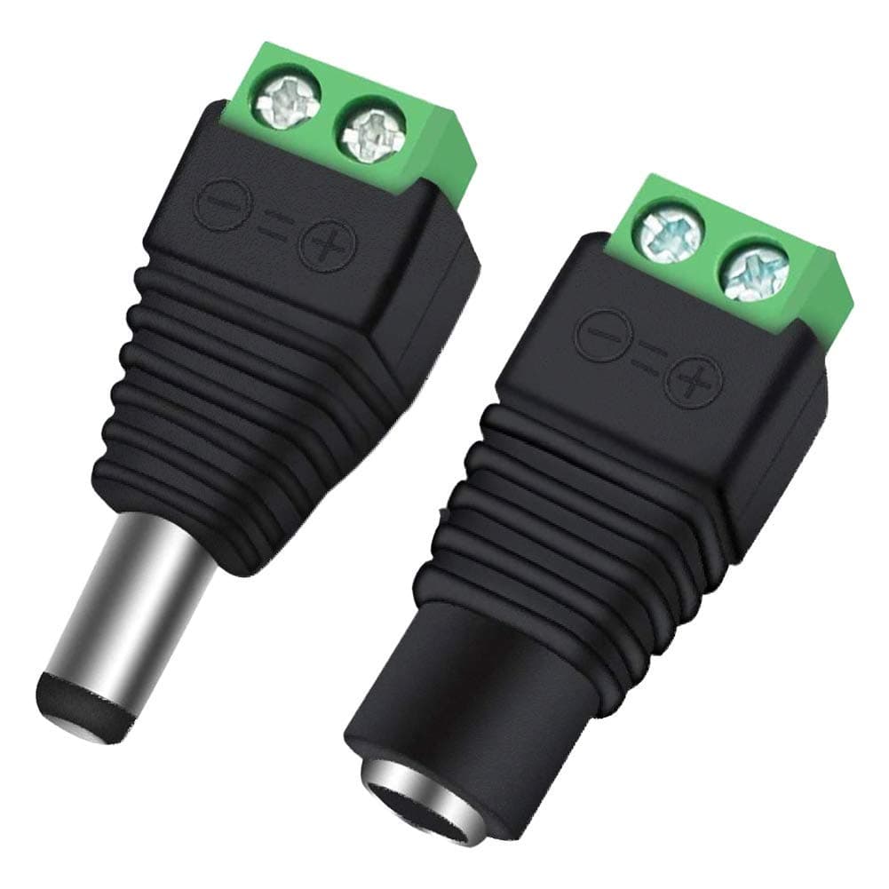 12V Jack Plug DC Power Adapter Connector for CCTV Camera (5.5mm x 2.1mm) -10 x Male and 10 x Female