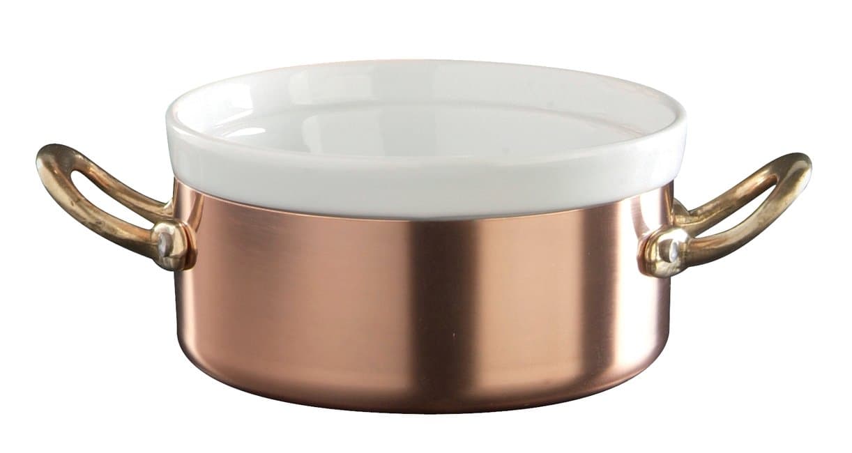 Ruffoni Copper Low Casserole with Porcelain Insert, 5.5-Inch