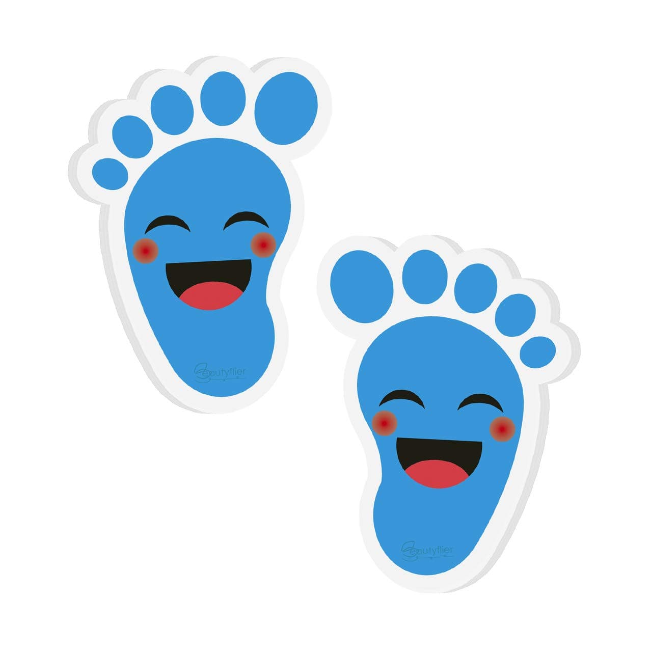 Beautyflier20 Pairs Self-Adhesive Kids Footprint Stickers Cartoon Guide Floor Decals Social Distance Cute Smile Floor Stickers for Kids Room Party Nursery Floor School Stairs Decor (Blue)
