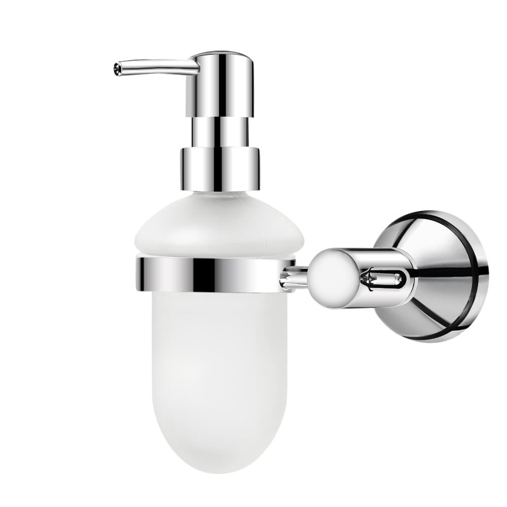 Stylish Wall Mounted Kitchen/Bathroom Soap Dispenser Glass Bottle and Pump Head Copper Chrome Coating