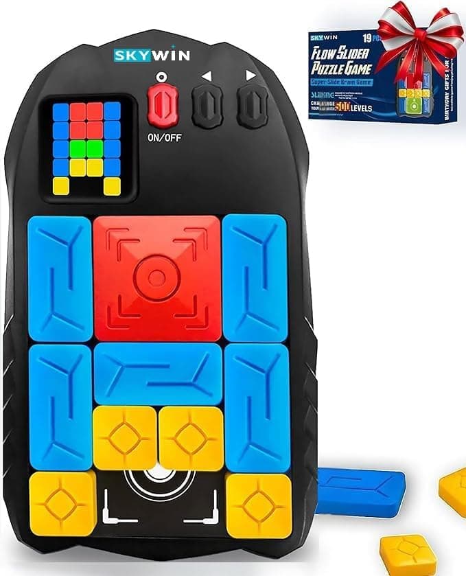 Skywin Klotski Supper Slide Puzzle Game, 500 Entertaining Fun & Mind Training IQ Klotski Puzzles, Super Slide Electronic Sliding Puzzle Brain Game Toy, Christmas Giftable Toy for Family & Friends