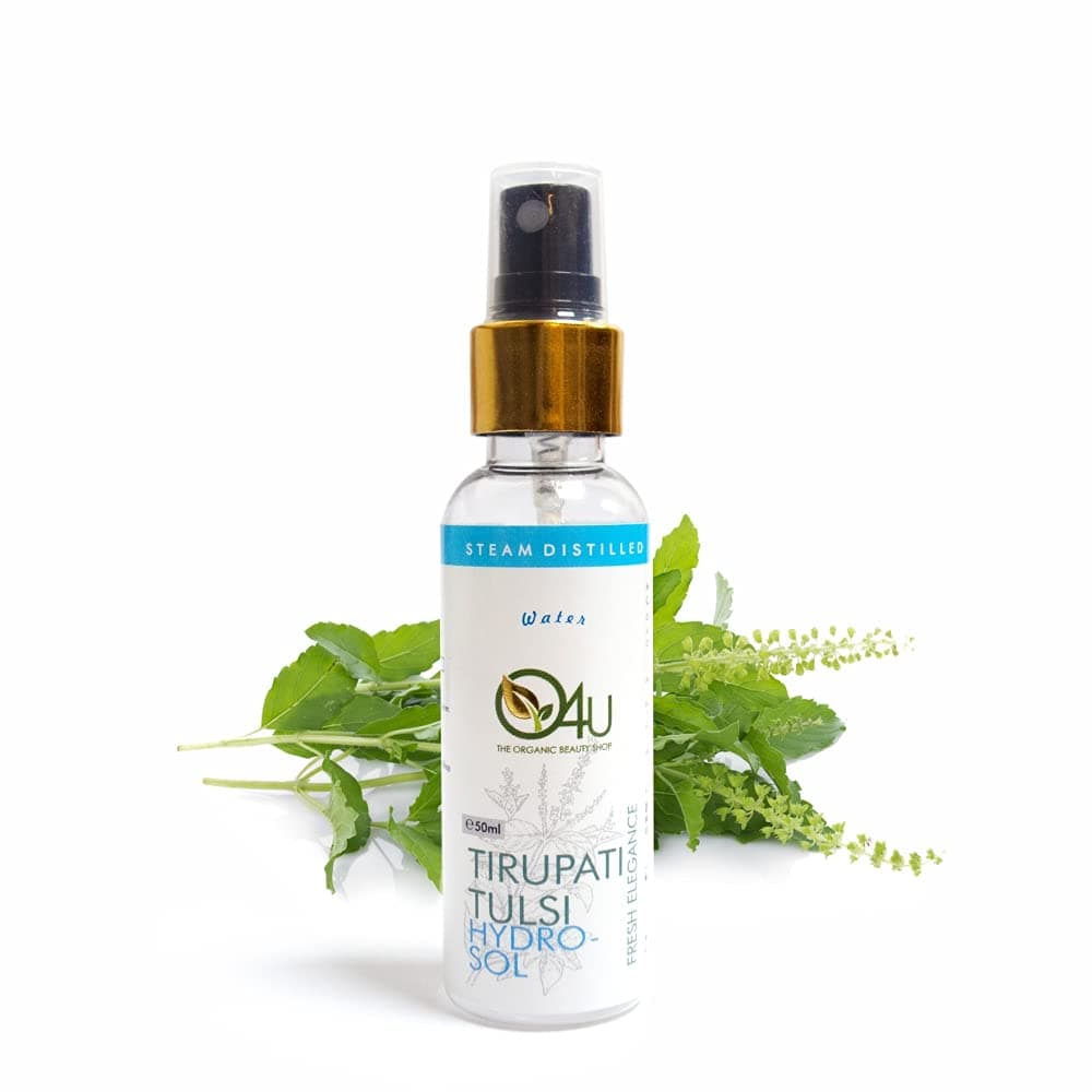 O4U Tirupati Tulsi Hydrosol for - Rejuvenated Appearance, Reducing Age Marks & Signs, Better Hair Development, Calm & Soothing Skin | USDA Certified, 100% Pure & Organic | (50ml)