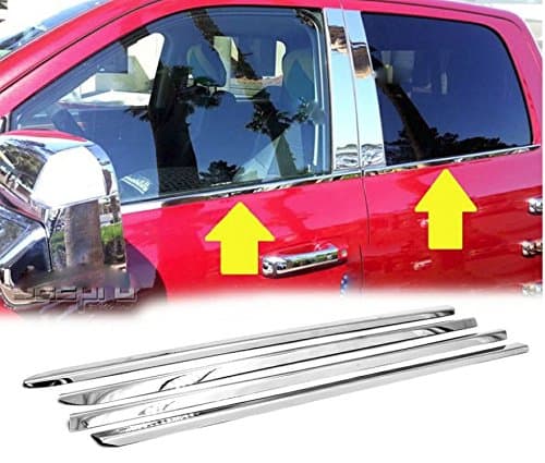 Polished Stainless Steel Chrome Window Sill Trims for 09-18 Dodge Ram 1500, 10-18 Dodge Ram 2500/3500 Crew/Mega Cab