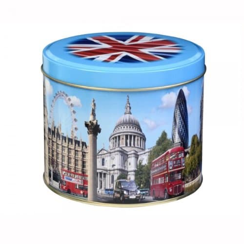 Beautifully Designed Around London Round Tin Filled with Traditional English Dairy Cream Toffees