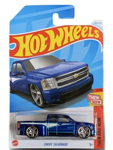 Hot Wheels Chevy Silverado (Blue) Then and Now 3/10, Diecast Toy Car