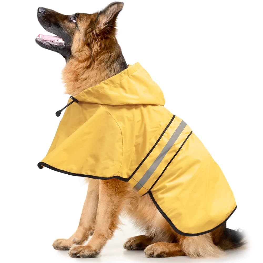 Hooded Dog Rain Coats - Reflective Adjustable Pet Rain Coat, Lightweight Dog Waterproof Raincoat Slicker Poncho with Leash Hole for Small, Medium, Large Dogs (Yellow, X-Large)
