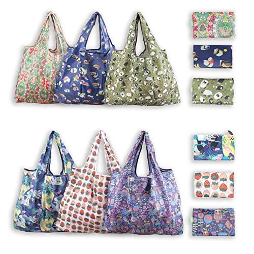 Foldable& Reusable Grocery Bags Large Capacity but Fit in Pocket Washable Water Resistance Shopping Bag Durable Eco-friendly