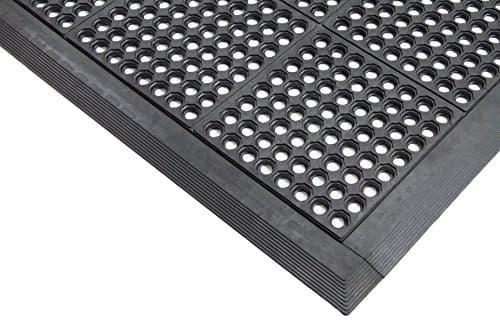 EVERMAT Male Edge for Rubber Interlocking Grass Mat with Drainage Holes, Black