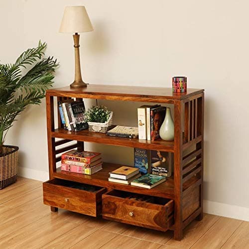 WOOD MOUNT Sheesham Wooden Storage Console Table with 2 Drawer for Living Room | Honey Finish / (90 cm x 35 cm x 75 cm) - by Raj Expo