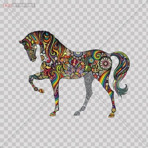 Decals Stickers Coloful Horse Car Window Wall Art Decor Doors Helmet Truck Motorcycle Note Book Mobile Laptop Size: 5 X 3.9 Inches Vinyl color print