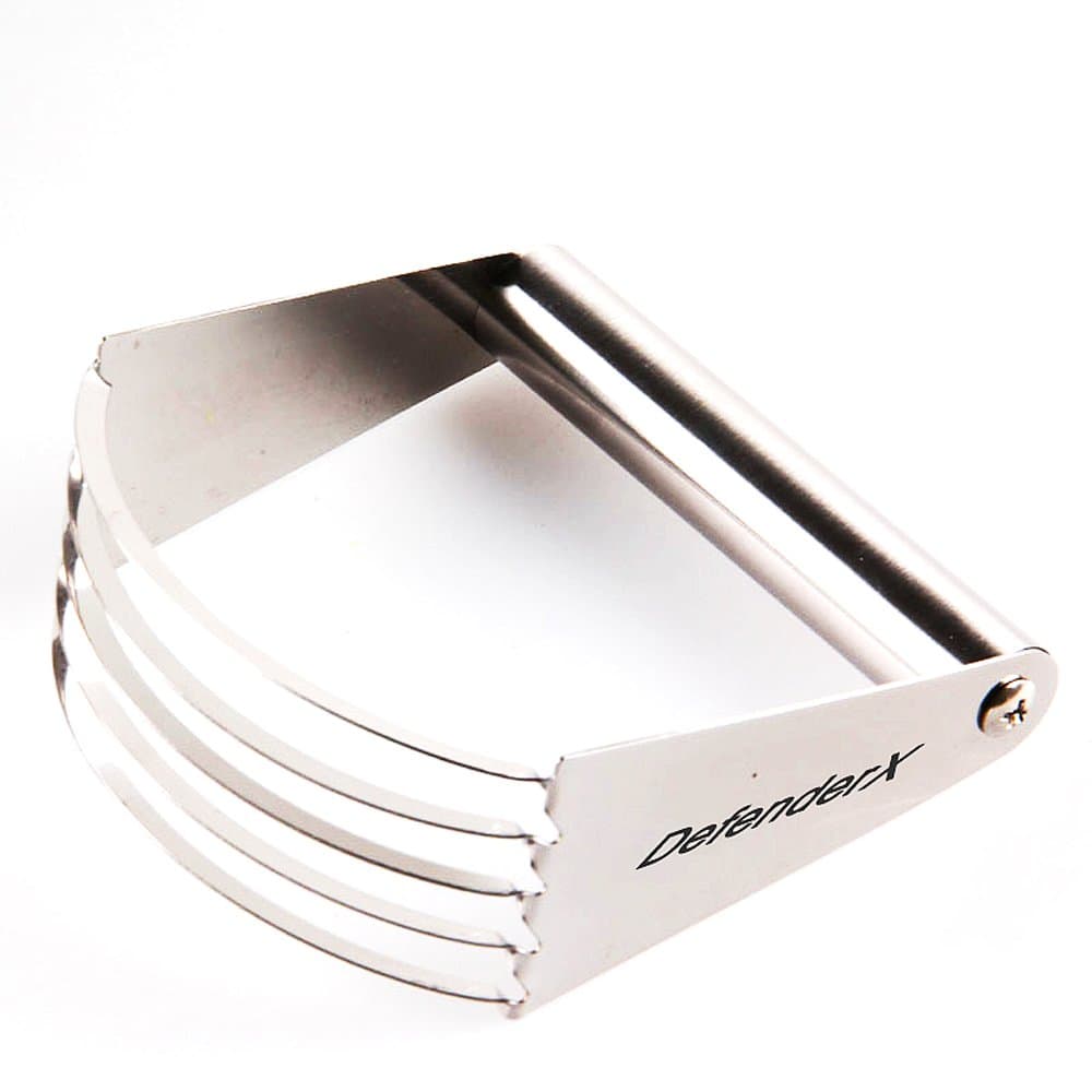 Pastry Blender Stainless Steel - DefenderX Hand Cutter 5 Blade with Round Comfort Grip Non Twisty,Sliver