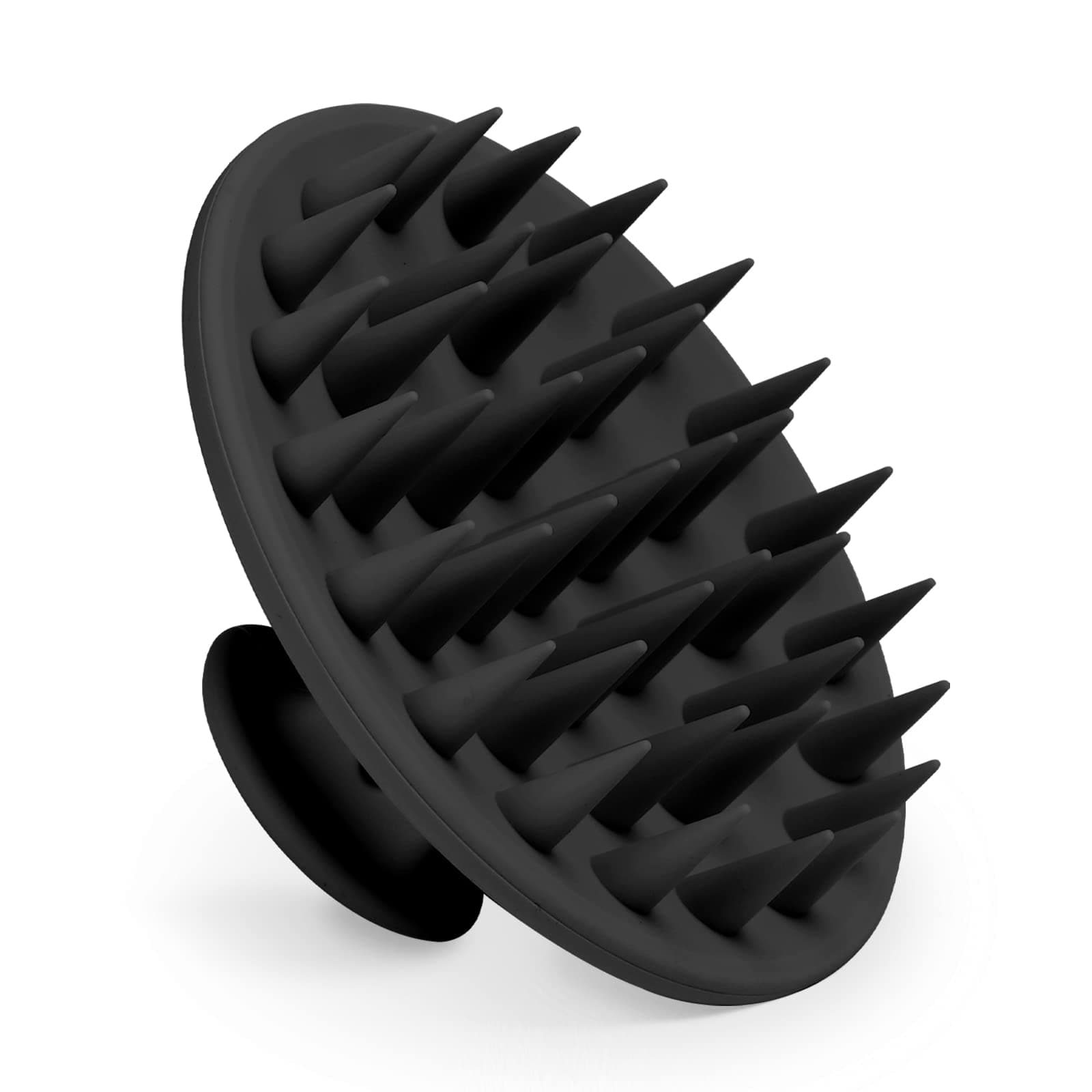 Silicone Scalp Massager Shampoo Brush, Scalp Brush for Hair Growth & Dandruff Removal, Hair Scrubber Scalp Stimulator Exfoliator Brush with Soft Bristles for Wet Dry Scalp Care (Black)
