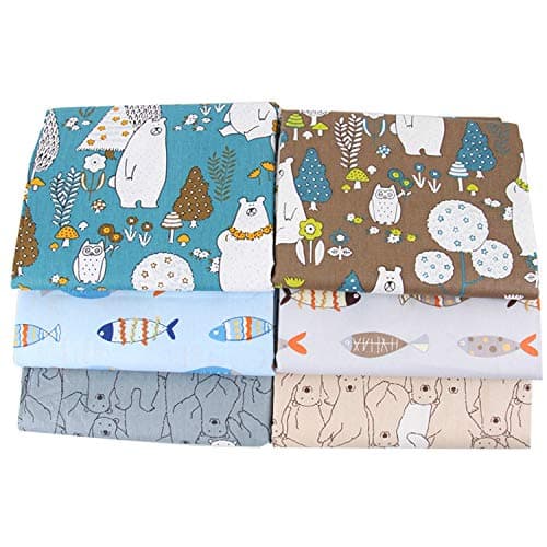 6pcs 100% Cotton Craft Fabric Bundle Patchwork, 50 x 40cm Quilting Sewing Patchwork Beautiful Pattern Cloths for DIY Scrapbooking Artcraft (Coffee)