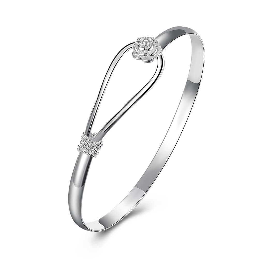 Women's Jewelry 925 Sterling Silver Heart Chain Bracelet, Cuff Bangle Chain Bracelets Silver